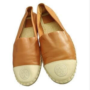 TORY BURCH COLOR BLOCK ESPADRILLE LEATHER AMBRA/DULCE DE LECHE Ballet Flat
